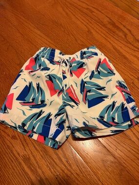 Crewcuts Teal & Navy Sail Print Swim Trunks